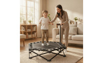 Foldable Fitness Trampoline with Handle Adjustable Folding Trampoline with Handlebar Anti-Slip Rebounder with Handle Waterproof for Apartment