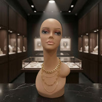 Mannequin Head Skin-Toned Display Head Elongated Mannequin Bust for Merchandisers