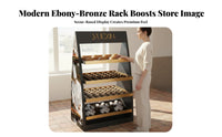 Customizable Bakery Display Rack Complimentary Design Service Bread Display Stand Sturdy Build Wood and Metal Pastry Stand Heavy Duty for Cafe Owners, Bakers, Supermarket Planners, Convenience Shop