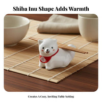 Shiba Inu Chopstick Rest Creative Gift Suggestion Dog Chopstick Holder Cute Puppy Utensil Stand Sleek Glaze Finish Home