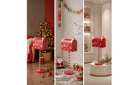 Christmas Mailbox Decorative Mailbox with Adjustable Post Tabletop Decor Festive Letter Box Slim for Entryway, Shelves