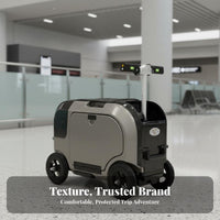 High Load Capacity Rideable Electric Suitcase Airport Security-Approved Smart Lock Rideable Luggage USB Charging Port Travel Gear Removable Battery for Frequent Flyers, Business Professionals, Tech Enthusiasts, Airport, Train Station, Convention Center