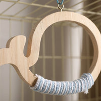 Bird Swing Stand with House Frame, Rope-Wrapped Wooden Avian Perch and Parrot Stand for Rest and Play, Suitable for Parrots, Budgies