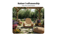 Minimalist Design Low-Profile Woven Chair Weather-Resistant Woven Scoop Armchair Breathable Weave Seating Furniture Handwoven for Adults, Homeowners, Book Lovers, Balcony, Garden, Sunroom, Lounge Area