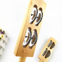 Jingle Stick Handheld Wooden Tambourine Stick Tambourine with Four Bells Rhythmic Percussion Instrument Lightweight for Children