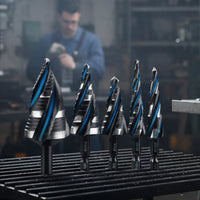 High Speed Steel Step Drill Bit Set 4-Flute Design Pagoda Drill Bit Set Storage Case Included Power Tool Accessory for Metalworkers
