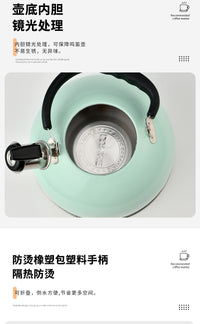 2.5L Green Minimalist Stainless Steel Whistling Kettle