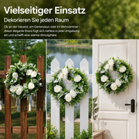 Spring Wreath for Front Door, 50cm Peony Decorative Wreath, Artificial Floral Wreath, White Flower Wreath for Indoor Use