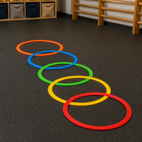 8 Pieces Coordination Training Hopscotch Rings Movement Skills Plastic Jumping Rings Colorful Jump Hoop Set Bright Colors for Toddlers, Playroom