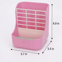 2-in-1 Hay Rack and Bunny Hay Feeder with Food Bowl, Cage-Mount Feeder for Guinea Pigs and Chinchillas, Metal Border Protector Design