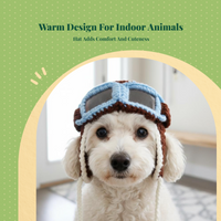 Knitted Pet Airman Cap, Adjustable, Halloween, Small Animals