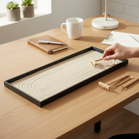 Japanese Zen Garden Solid Wood Tray Micro Landscape Base for Desktop Decor