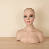 Mannequin Bust PVC Mannequin Head with Shoulders Female Display Head for Salons