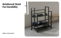 With Wheels Exercise Mat Storage Rack Space Saving Multi-Tier Exercise Equipment Cart Large Capacity Rolling Exercise Mat Cart Heavy-Duty for Home Gym Users