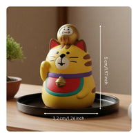 Good Luck Charm Maneki-Neko Statue Symbol of Wealth Japanese-Inspired Design Figurine Cute Design for Business Owners, Bookshelf Display