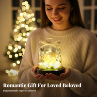 Handmade Eternal Blossom Bear Glass Dome Handmade Light up Blossom Bear Gift Long Lasting for Girlfriends, Wife, Valentine's Day, Desk