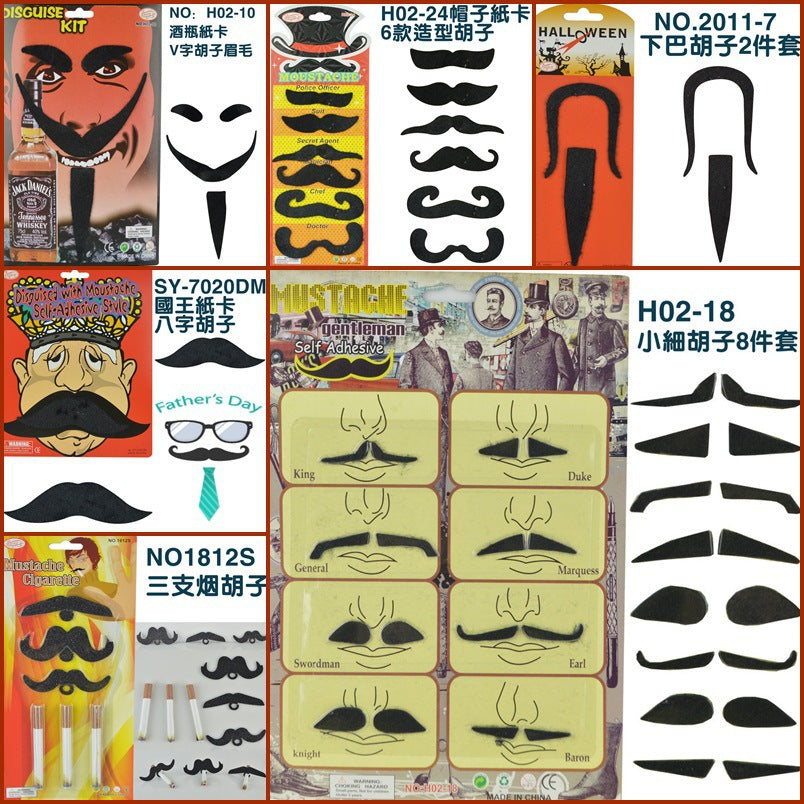 Halloween Costume Fake Mustaches Set for Stage Performance & Party