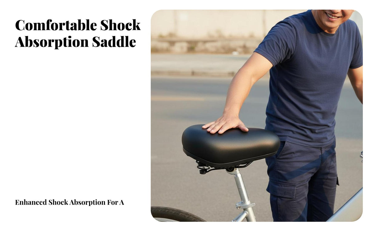 Electric Bike Spring Saddle Ergonomic Design Wide Comfort Bike Seat Non-Slip Surface Thick Foam Cycle Cushion for Cyclist S, Adults, City Commuting
