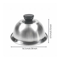 Domed Stainless Steel Dome Cover Wide Rim Burger Dome Knob Handle Basting Cover Single-Piece