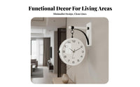 Double Sided Wall Clock Modern Nordic Design Silent Home Decor for Living Room, Hallway, Office