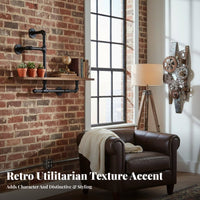 Industrial Pipe Shelving Retro Look Wall Shelf Space-Saving for Living Room, Bar