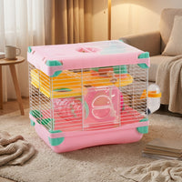 Double Layer Hamster Cage for Dwarf Hamsters, Portable Wire Multi-Level Habitat, Two-Tier Beginner Small Animal Cage Suitable for Your Animals