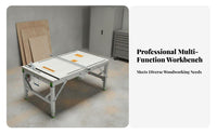 Foldable Design Folding Woodworking Table Heavy Duty Multifunctional Saw Table Stable Frame Portable Saw Workbench for Woodworkers, DIY Enthusiasts, Construction Workers, Job Site, Home Improvement, Garage