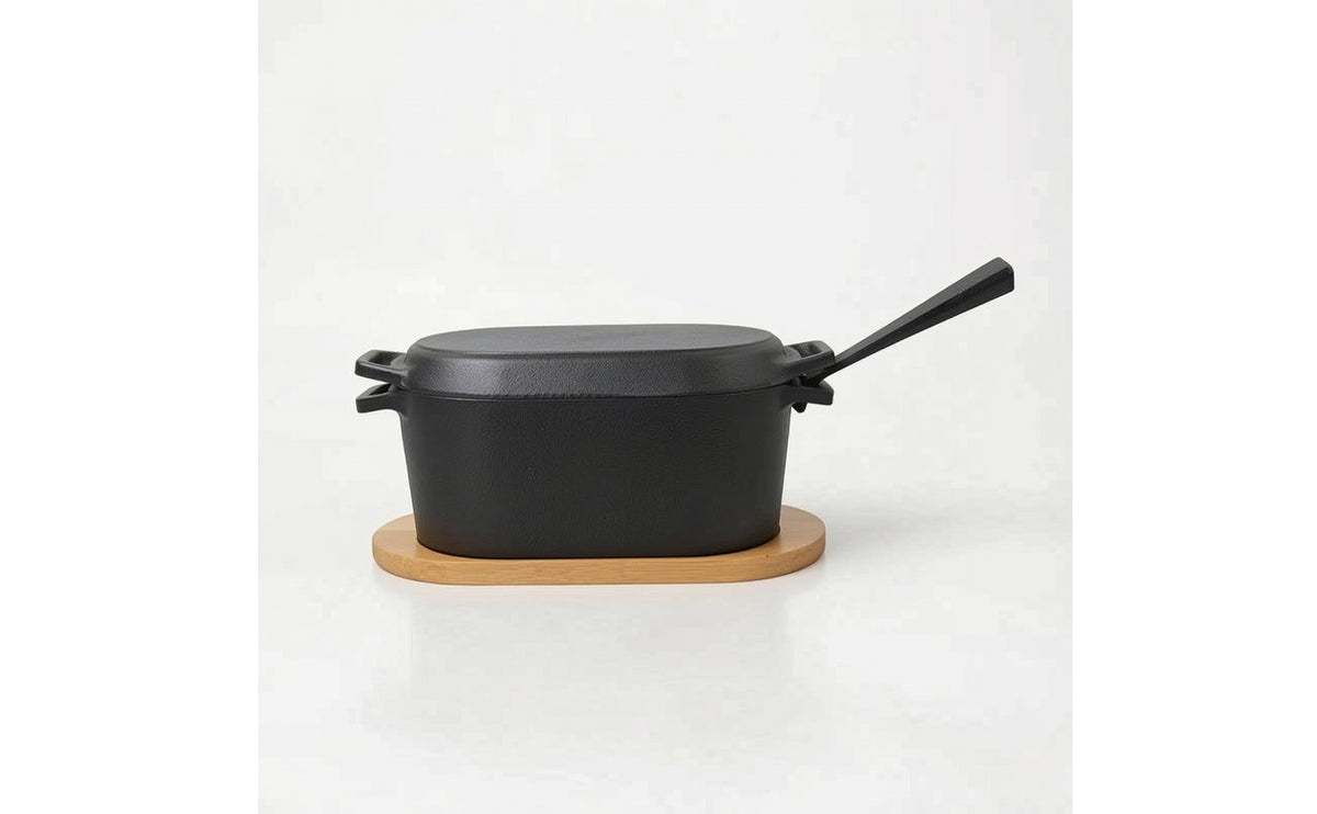 Rectangular Dutch Oven Uncoated Cast Iron Loaf Pan with Lid Pre-Seasoned Baker for Bread Cooking