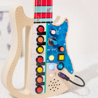 Electric Guitar Busy Board Printed Musical-Note Wooden Guitar Busy Board Fine Motor Skills
