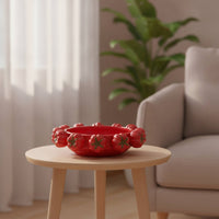 Ceramic Bowl with Tomatoes Glazed Fruit Bowl with Fruit-Themed Design Glossy Tomato Serving Dish for Home Stylists, Hosts, Dining Table