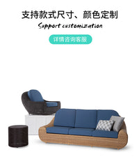 户外藤编沙发室外休闲组合别墅庭院露台防水防晒阳光房藤椅家具 单人沙发（黑款）