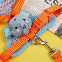 Small Dog Harness and Puppy Harness Vest Set, Adjustable Polyester Cartoon Plush Pet Harness for Small Cat Harness, Leash for Outdoor Walking