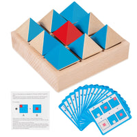 Wooden Block Board with Cards Educational Shape Puzzle with Grid Board Geometric Shape Matching Game Reasoning Pattern Matching