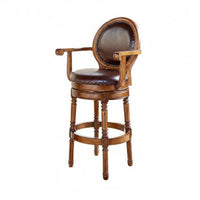 Vintage Design rotating High Stool with Backrest Padded Seat Bar Chair Upholstered padding Seating Furniture Integrated Footrest for Adults, Homeowners, Entertainers, Restaurant, Kitchen Island, Bistro, Dining Room