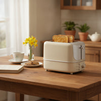 Easy-Clean Two-Slot Toaster Compact Toaster with Crumb Tray Countertop Defrost Automatic for Breakfast