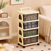 41cm Kitchen Wagon, 4-Tier, Storage with Casters, Gap Storage, Resin with Handle