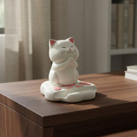 Cute Cat Figurine Desktop Phone Holder Double Function Cute Cat Phone Holder Multi-Functional Desk Ornament for Women, Girls, Office, Nightstand, Kitchen