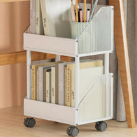 Rolling Design Under-Desk Book Trolley Space-Saving 2-Tier Wheeled Shelf Multi-Functional Storage Cart 360° Swivel Wheels for Office Workers, Homeowners, Bedroom, Study Room, Small Areas, Kitchen