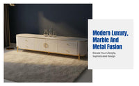 Modern Minimalist Coffee Table, Luxury Marble TV Cabinet, Sturdy Wood Storage Sideboard for Living Room