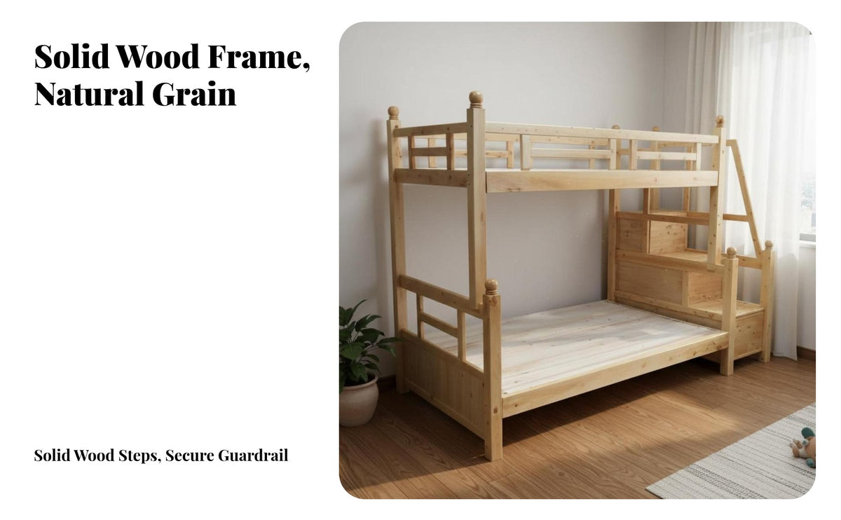 Cedar Wood Bunk Bed Space Saving Solid Wood Bunk Bed Full-Length Guardrails Bedroom Furniture for Kids, Adults, Small Apartment, Dormitory, Guest Room