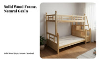 Cedar Wood Bunk Bed Space Saving Solid Wood Bunk Bed Full-Length Guardrails Bedroom Furniture for Kids, Adults, Small Apartment, Dormitory, Guest Room