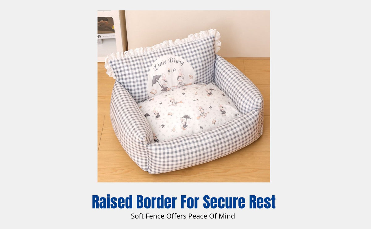 Plaid Pet Sofa All-Season Use Miniature Pet Sofa Removable Cover Pet Furniture for Small Dogs, Hare Owners, Indoors, Living Room, Bedroom