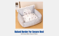 Plaid Pet Sofa All-Season Use Miniature Pet Sofa Removable Cover Pet Furniture for Small Dogs, Hare Owners, Indoors, Living Room, Bedroom