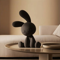 Hare Figurine with Flocked Surface Resin Sitting Hare Figurine Soft-Touch Table Ornament for Living Room, Office