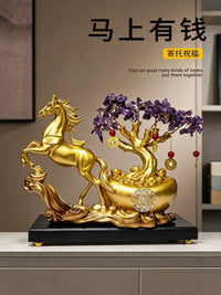Luxury Purple East Wind Money Tree Deer Figurine for Living Room, Office, Wine Cabinet, TV Cabinet, New Home Decor