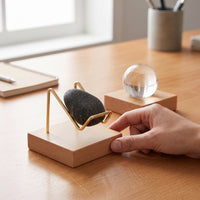 Crystal Pendant Brass Display Stand with Black Walnut Wood Base for Small Stones and Mineral Specimens
