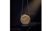 Wrist Strap Beaded Round Clutch Luxurious Rhinestone Evening Clutch Handmade for Wedding