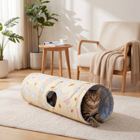 Cat Tunnel Bed with Side Opening Cushioned Pet Cooling Tunnel Bed Indoor for Playing, Sleeping
