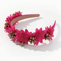 Headband with Faux Flowers Romantic Floral Hair Accessory Flower Crown Dressy Hairband Boho for Women, Weddings, Photoshoots