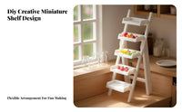 DIY Decoration Mini Multi-Tier Display Rack Realistic Simulation Miniature Ladder Shelf Micro Landscape Decor Miniature Display Shelf High Intricacy for Collectors, Hobbyists, Kids, Dioramas, Photography Props, Fairy Gardens